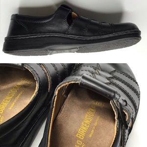 Birkenstock Madeira Fisherman Style Sandals in Black Leather.